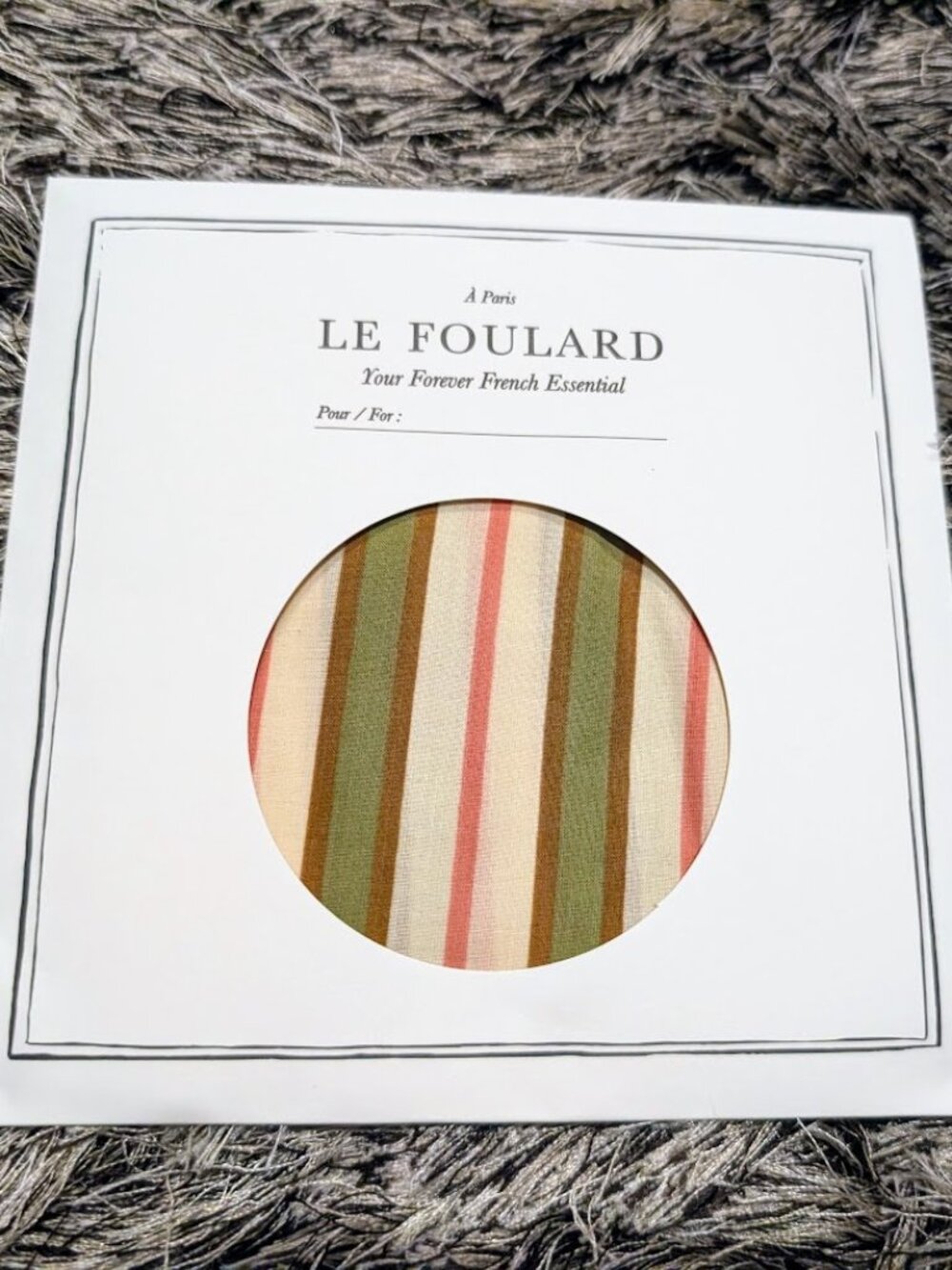 Sezane Le Foulard Striped Scarf Olive Pink Green Cream NWT